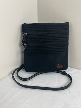 Dooney & Bourke Black Nylon Crossbody Zip-Top with Leather Strap
